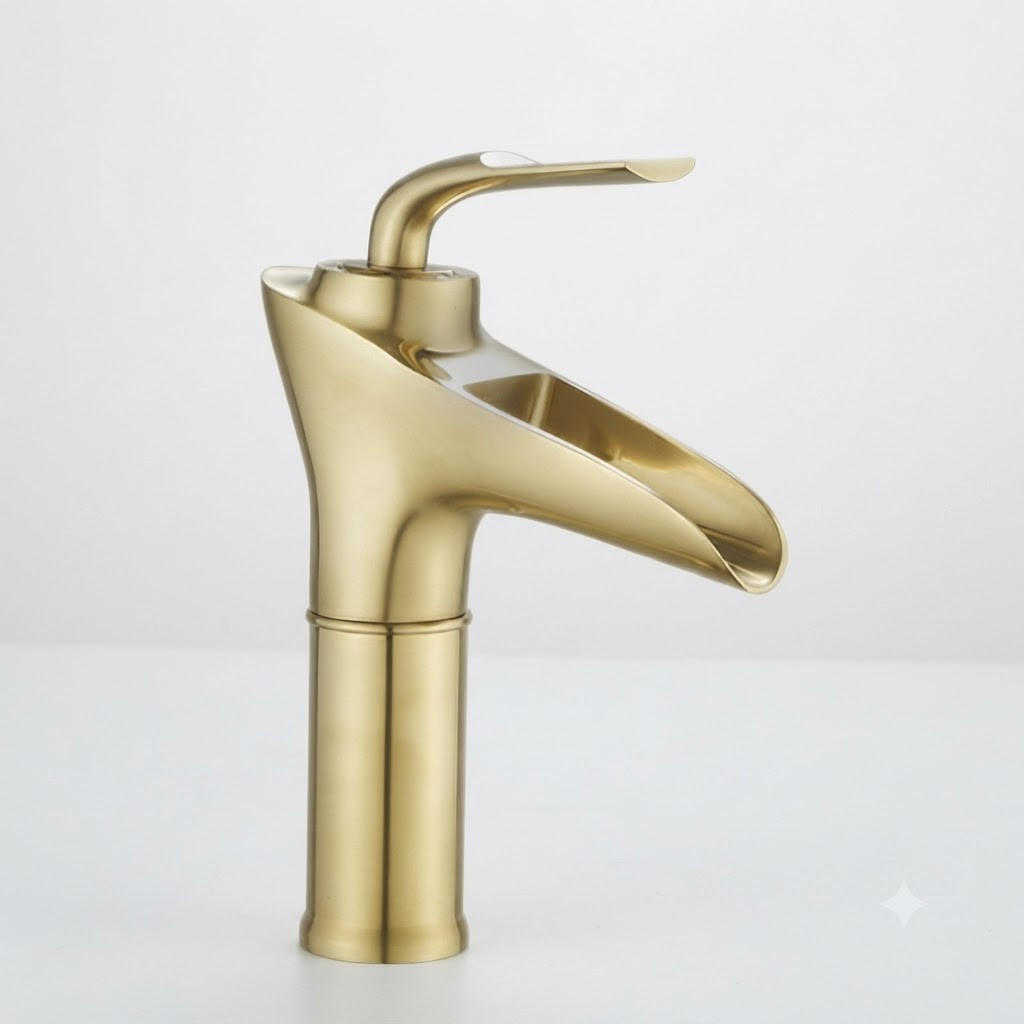 ARMATUR, elegantes Golddesign, inklusive 60 cm langem, flexiblem Schlauch (32 x 14 cm). - Goldfarben, Metall (37/7/22cm) - Vallsero
