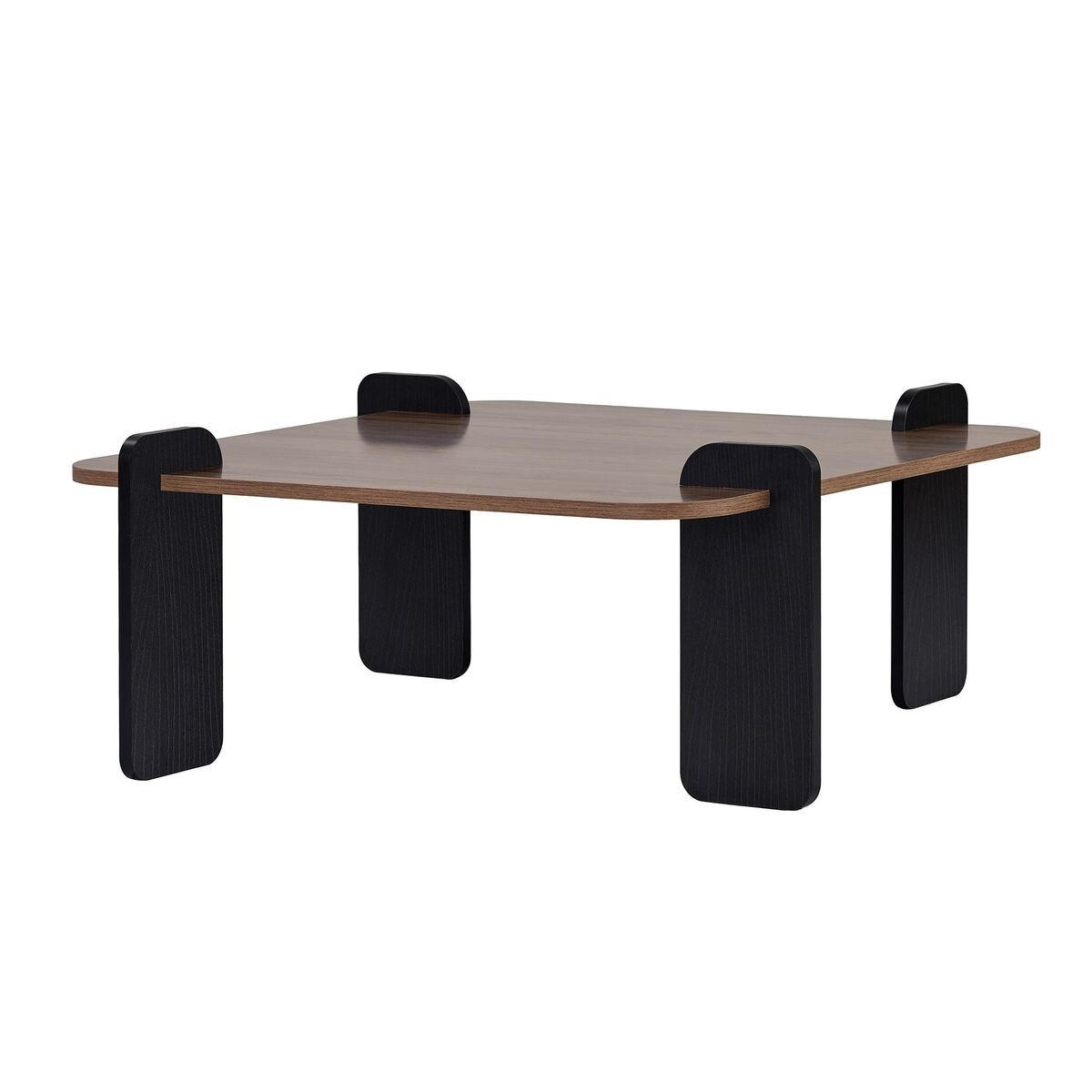 ČTVERCOVÝ konferenční stolek, délka 90 cm - ORME - černá/hnědá, kompozitní dřevo (90/35/90cm) - Calicosy