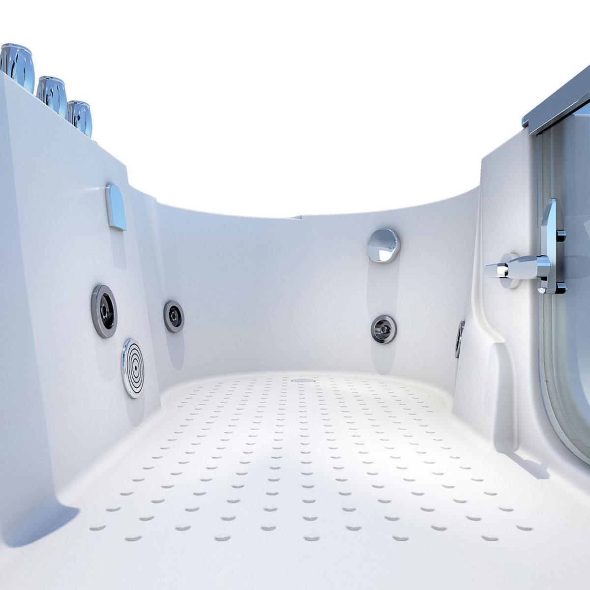 SENIORENWANNE mit Tür S12-TH-WP-L - Weiß, Glas/Kunststoff (85/60/170cm) - AcquaVapore by Sandra Jentho