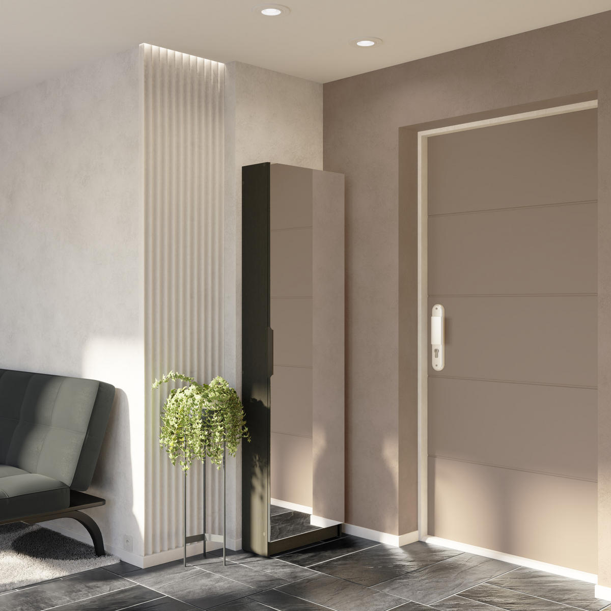 SCHUHSCHRANK mit Spiegel - Modell ZAPATERO - Schwarz - 12 Ablagen - Schwarz, Holz (20/180.5/52.9cm) - Calicosy