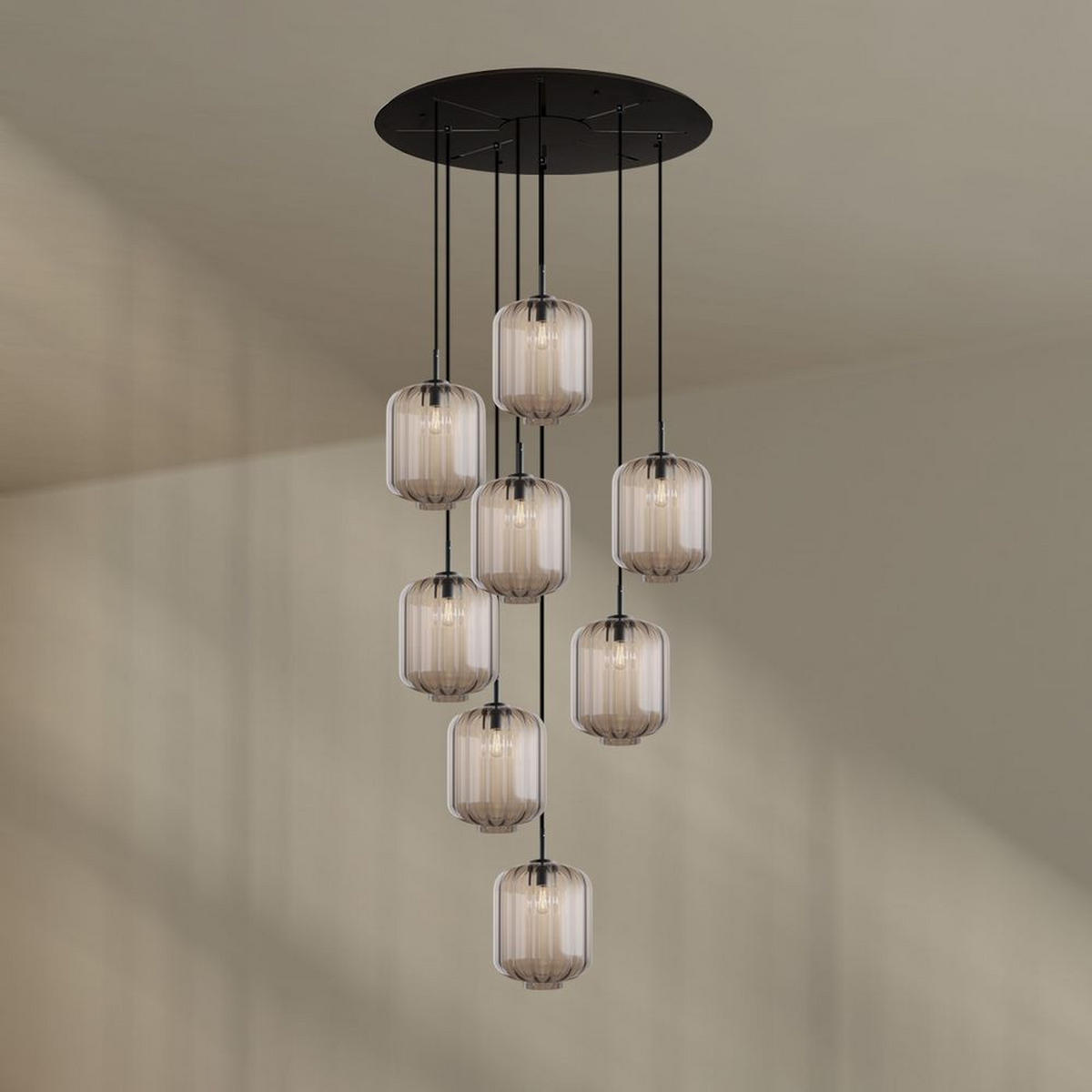 GALERIELEUCHTE Velo 8-flammig Klar Ø 25cm - Klar/Schwarz, Glas (25/25/27cm) - s.luce