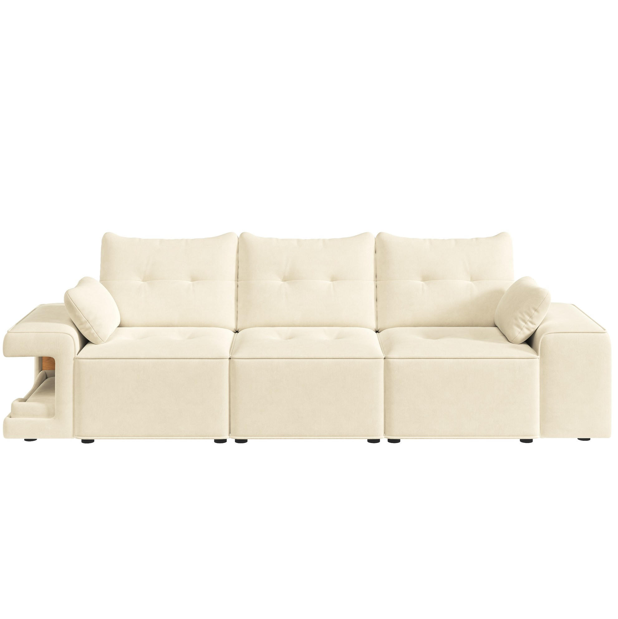 3-SITZER-SOFA 229,5/78/84 cm mit Stauraum, Haustiernischen und Samtbezug, Beige - Beige, Textil (229.5/84/78cm) - Redom
