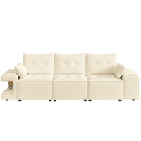 3-SITZER-SOFA 229,5/78/84 cm mit Stauraum, Haustiernischen und Samtbezug, Beige - Beige, Textil (229.5/84/78cm) - Redom