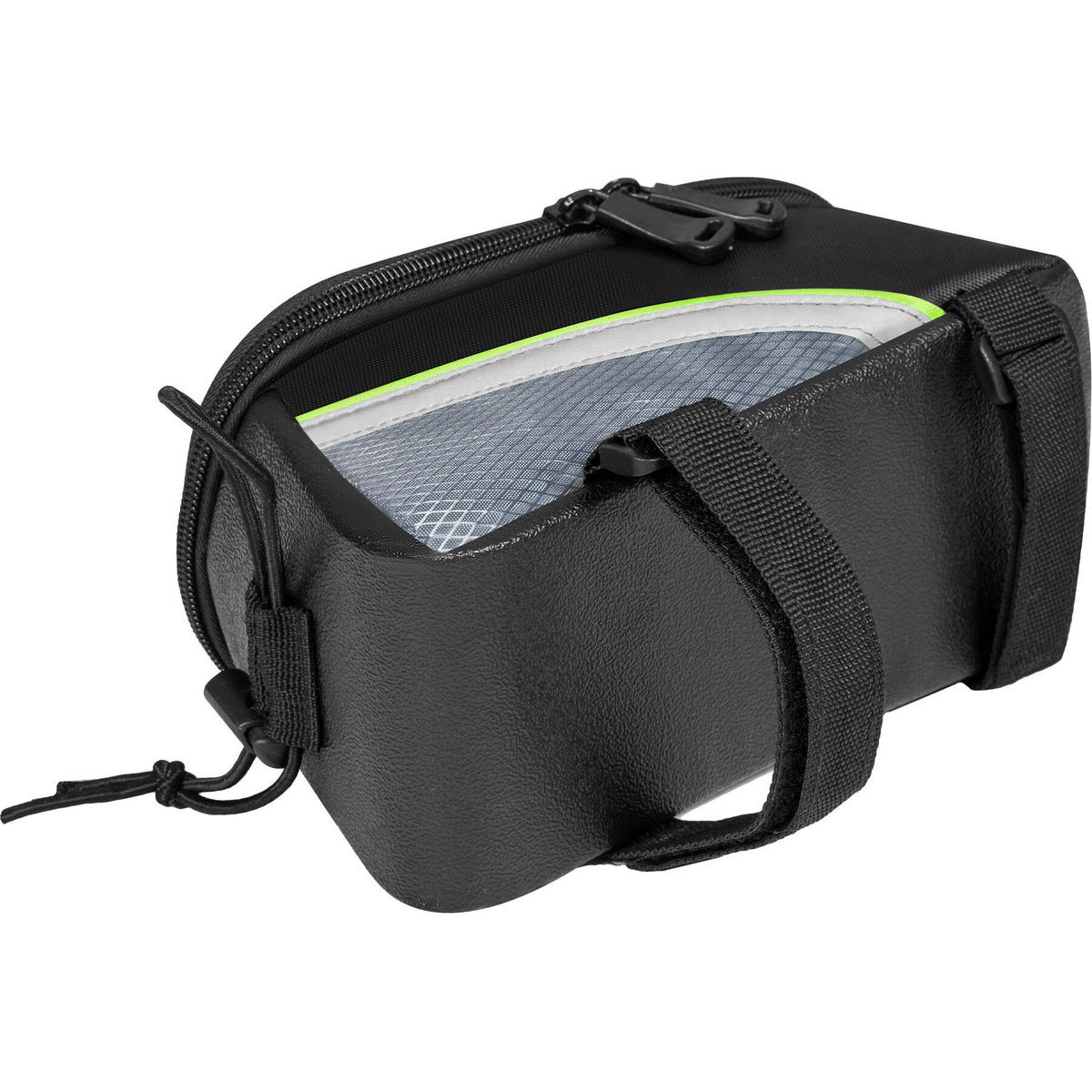 FAHRRADTASCHE Georg mit Fahrradrahmentasche ,wasserabweisend und robust,schwarz/grün - Schwarz/Grün, Textil (10/10.5/20.5cm) - tectake