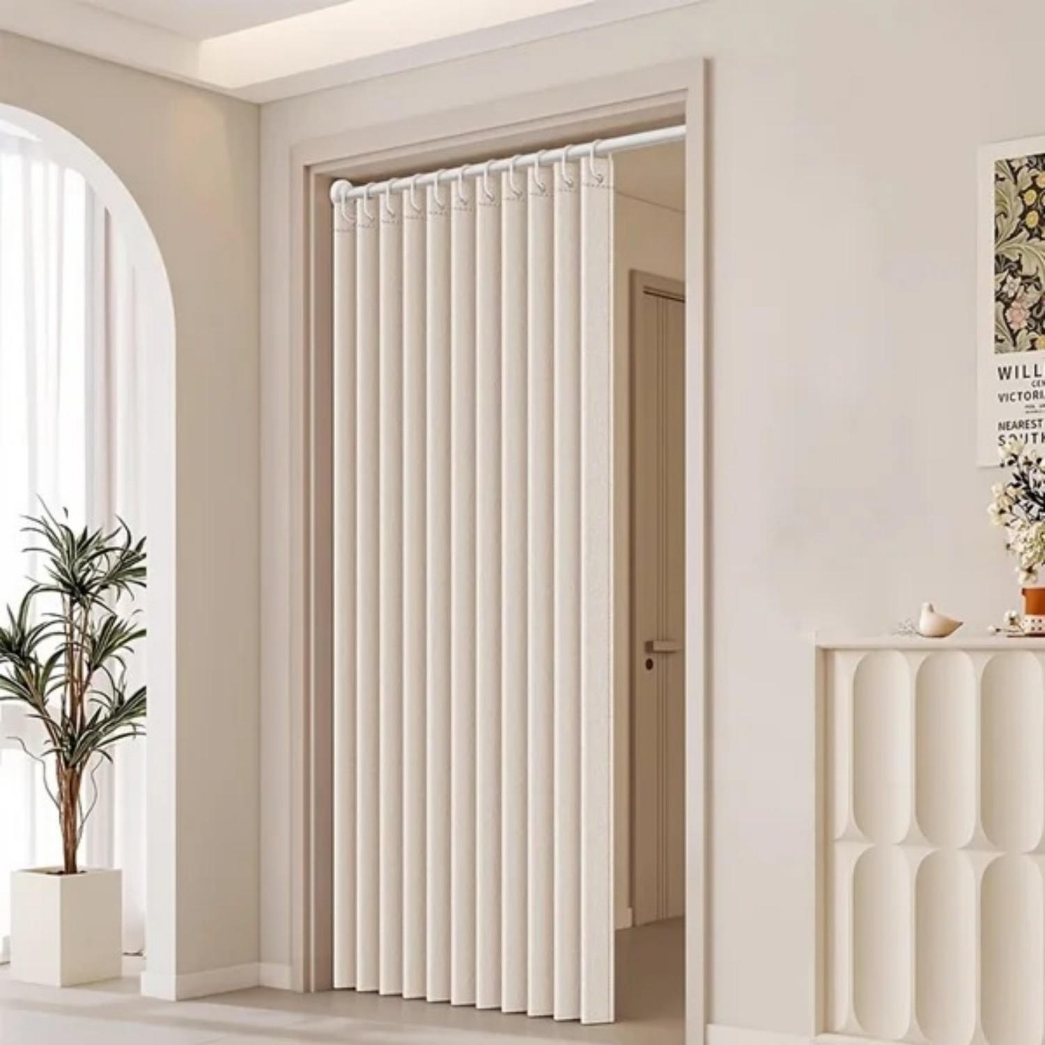 DUSCHVORHANG 100 x 200 cm gestreift Boho Stoff - Beige, Kunststoff (100/200cm) - MCBOSON