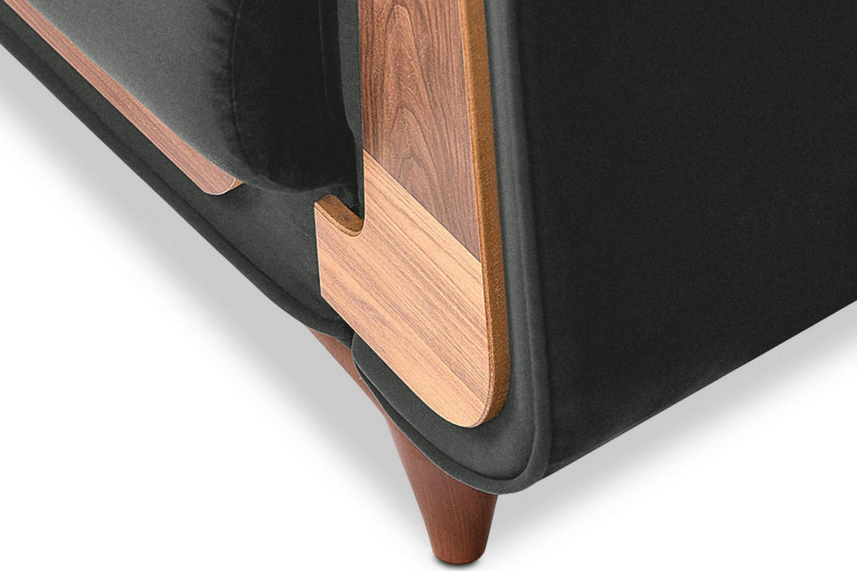 SESSEL GUSTAVO mit Armlehnen, Grau - Anthrazit/Braun, Holz/Holzwerkstoff (83/95/92cm) - KONSIMO®