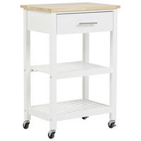 SERVIERWAGEN weiß/heller Holzfarbton mit Schublade Hiuma - Hellbraun/Weiß, Holz (58/86/40cm) - Beliani
