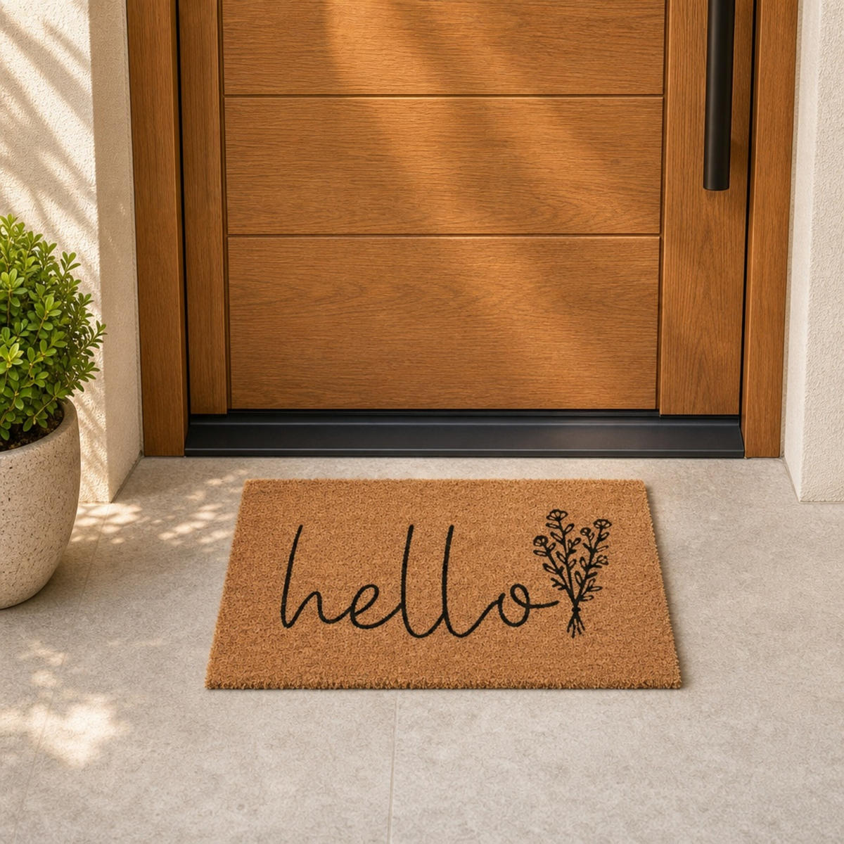 ROHOŽKA Přírodní Černá nápis Hello 60x40 cm - různobarevná, textil/plast (60/40cm) - Relaxdays