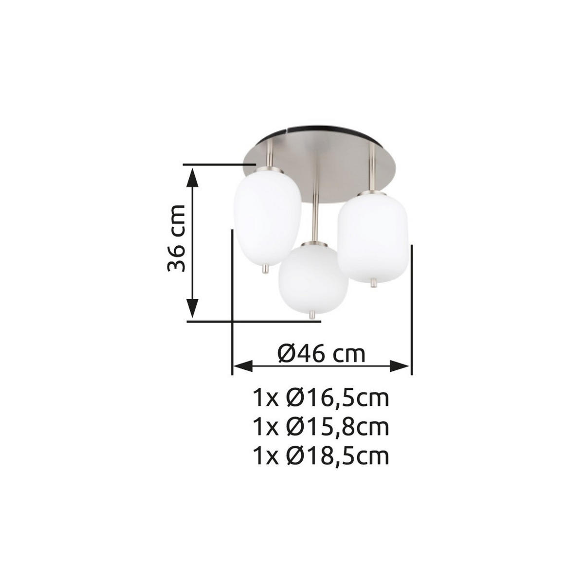 LED DECKENLEUCHTE Metall Weiß Opal - Weiß, Glas (46/46/36cm) - Globo Lighting
