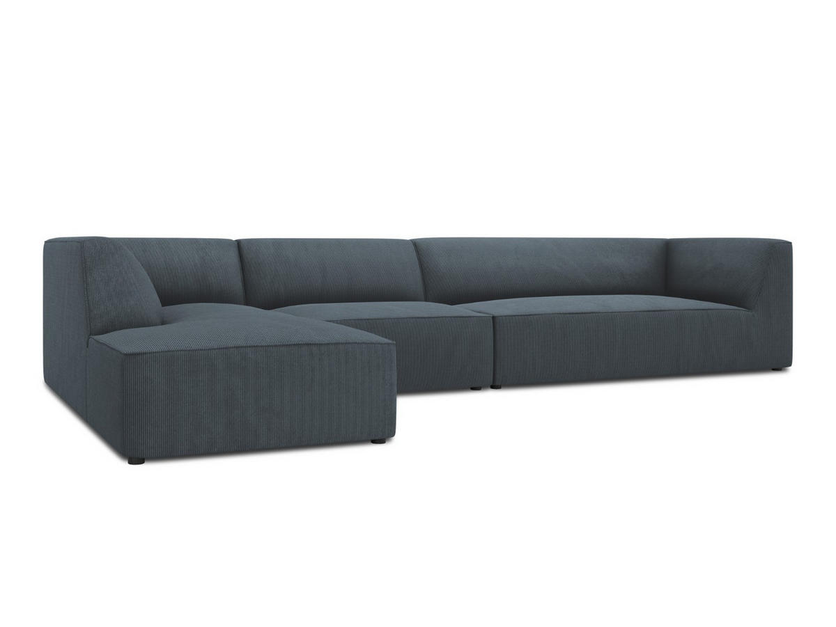 ECKSOFA links Ruby aus Cord blau 5 Sitzplätze - Blau, Textil (180/366cm) - Micadoni