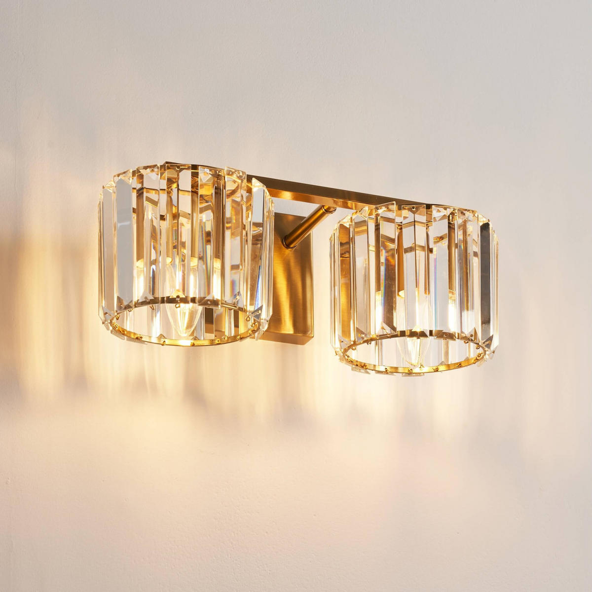 WANDLEUCHTE Orivania, Transparent und Goldfarben, 35cm - Goldfarben, Glas (35/15/35cm) - KOSILUM