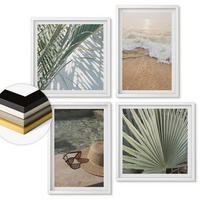 WANDBILDER 4er-Set - 50x50 cm & 40x60 cm Weißer Rahmen - Strandhut und Sonnenbrille - Weiß, Kunststoff (50/50cm) - ArtPrintCave