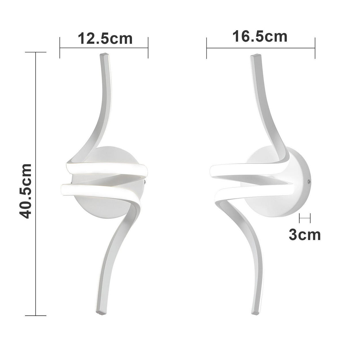 LED - WANDLEUCHTE Rinnoth 12.5/16.5/40.5 cm - Weiß, Metall (12.5/16.5/40.5cm) - ZMH
