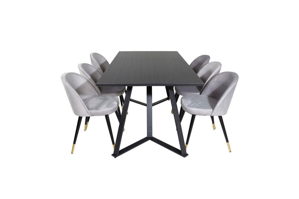 TISCHGRUPPE Hellgrau - Hellgrau, Holzwerkstoff (90/75/180cm) - ebuy24