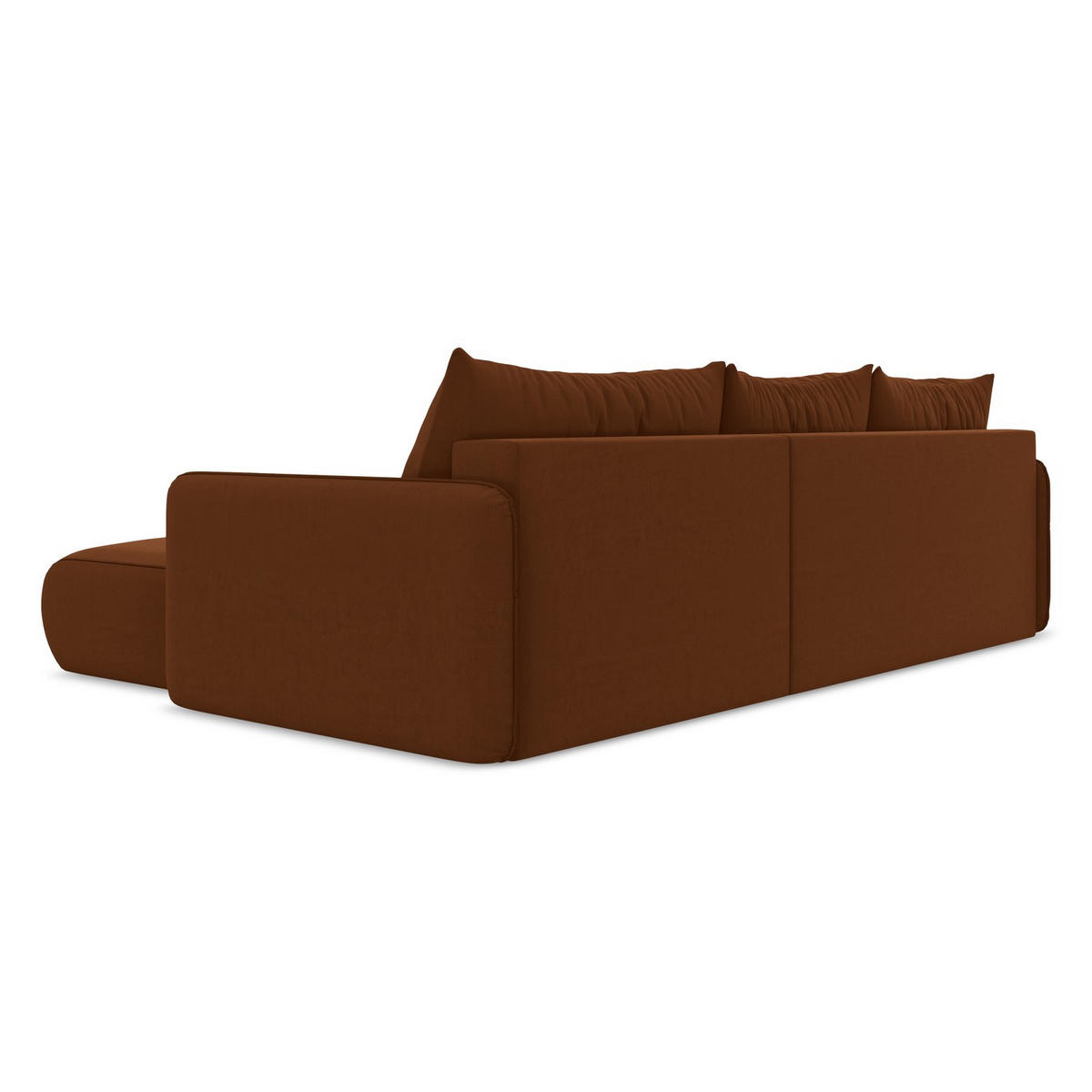 ECKSOFA mit Schlaffunktion Samt Stoff Orange - Terracotta/Schwarz, Kunststoff/Textil (240/148cm) - LaMiaSofa
