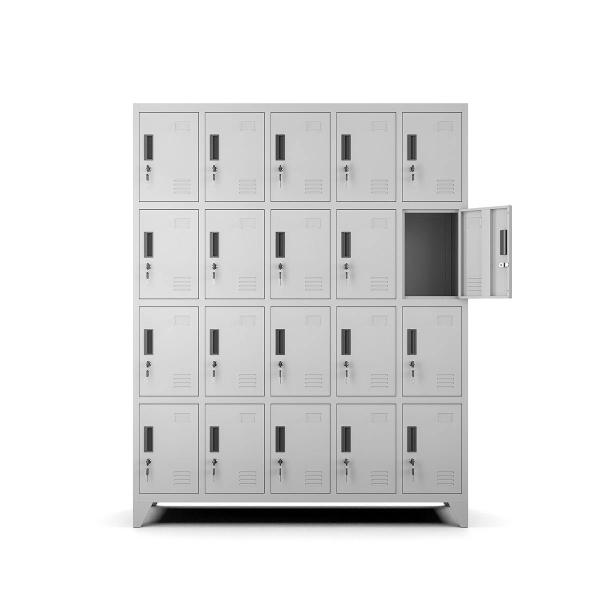 MEHRZWECKSCHRANK aus Metall mit 20 Fächer Hellgrau 136x172x45cm - Hellgrau, Metall (136/172/45cm) - Muralo