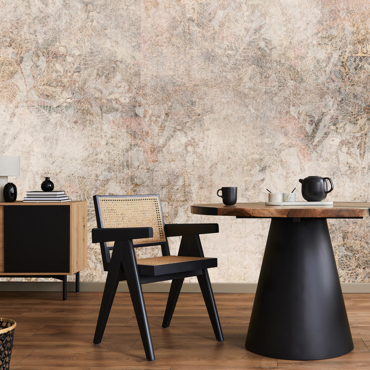 FOTOTAPETE für Schlafzimmer Abstrakte Mosaik Ornamente Beton Modern 400x280 - Beige/Braun, Papier (400/280cm) - Muralo