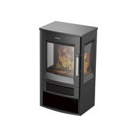 ELEKTROKAMIN Schwarz Bodenmodell mit integrierter Heizung 1800 W - Schwarz, Glas (44/75/35cm) - Purline