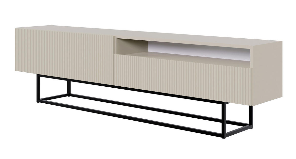 TV-SCHRANK Veldio Graubeige mit offenem Fach und schwarzen Beinen 175 cm - Greige/Schwarz, Holzwerkstoff/Metall (175/46.5/31.6cm) - Selsey