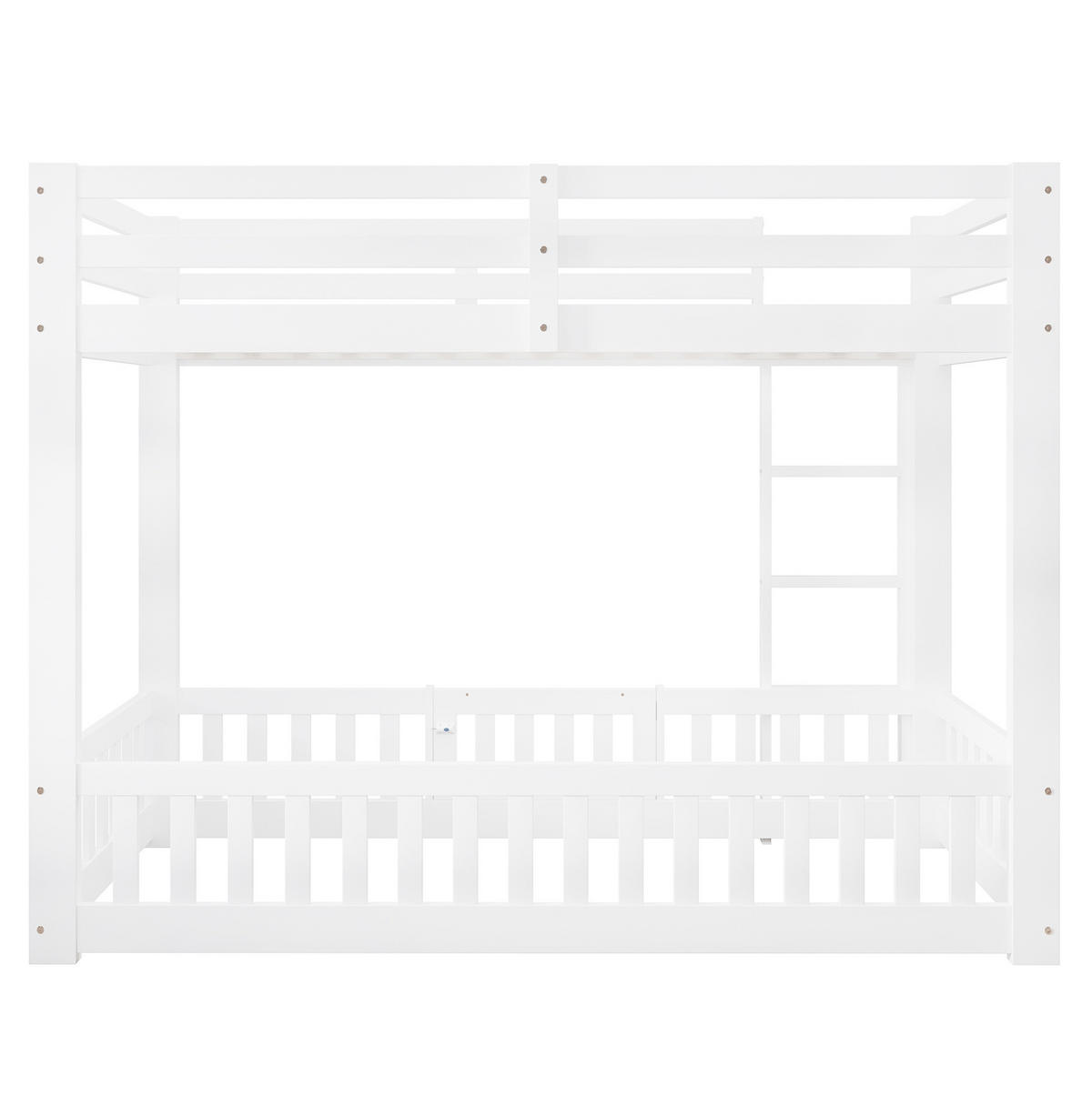 ETAGENBETT 90/200 cm weiß aus Kiefer/LVL mit Treppe und Tür - Weiß, Holzwerkstoff (90/200cm) - OKWISH