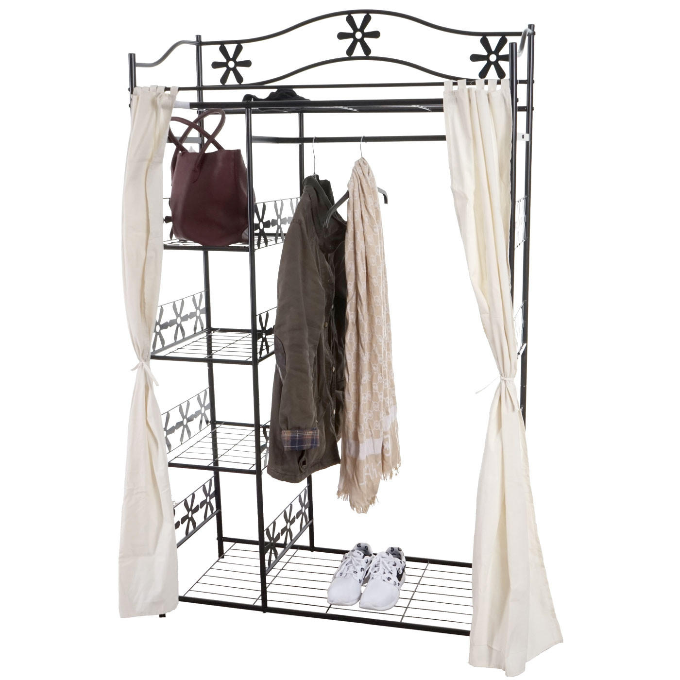 METALL-GARDEROBE MIT VORHANG Schwarz - Schwarz, Metall (100/172/43cm) - MCW
