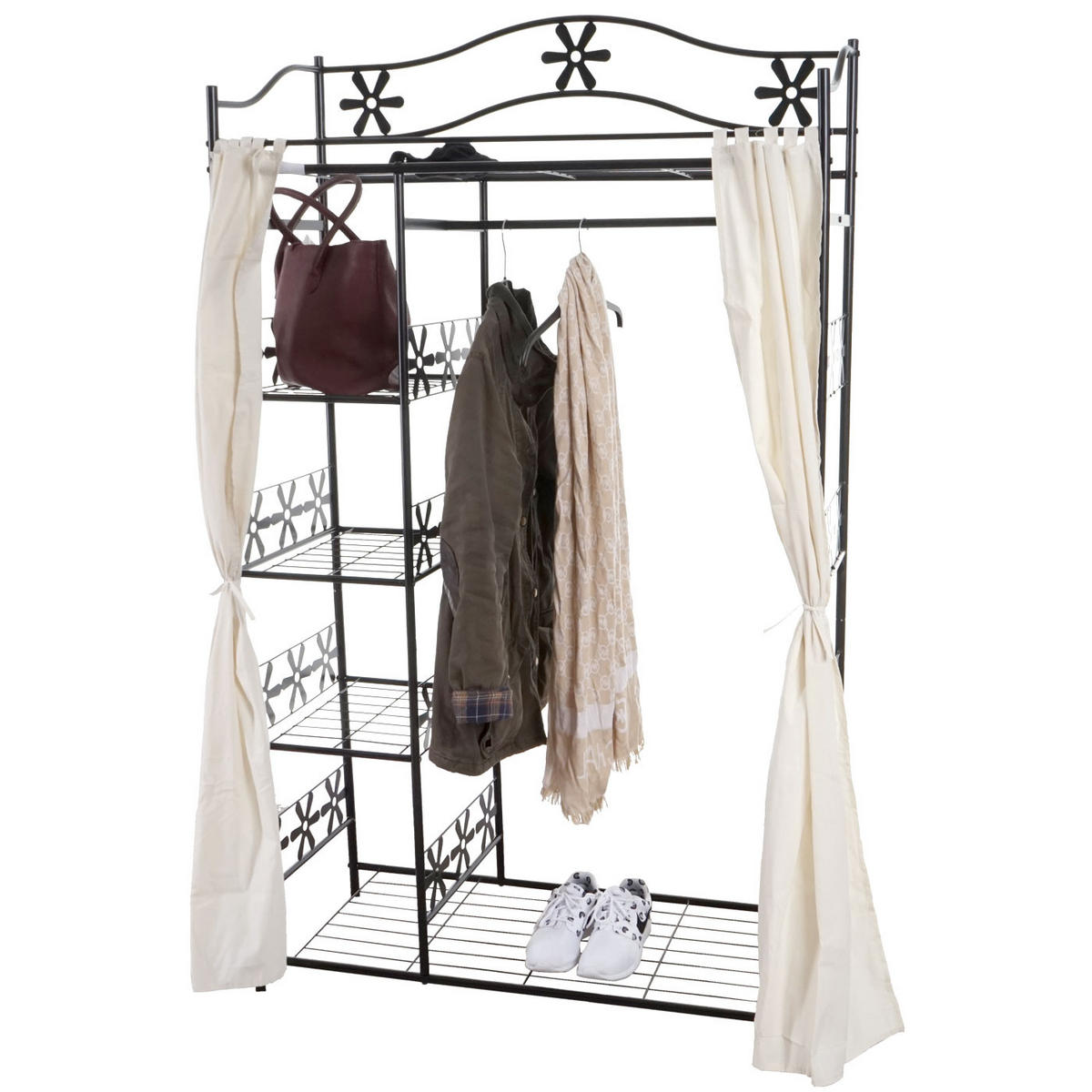 METALL-GARDEROBE MIT VORHANG Schwarz - Schwarz, Metall (100/172/43cm) - MCW