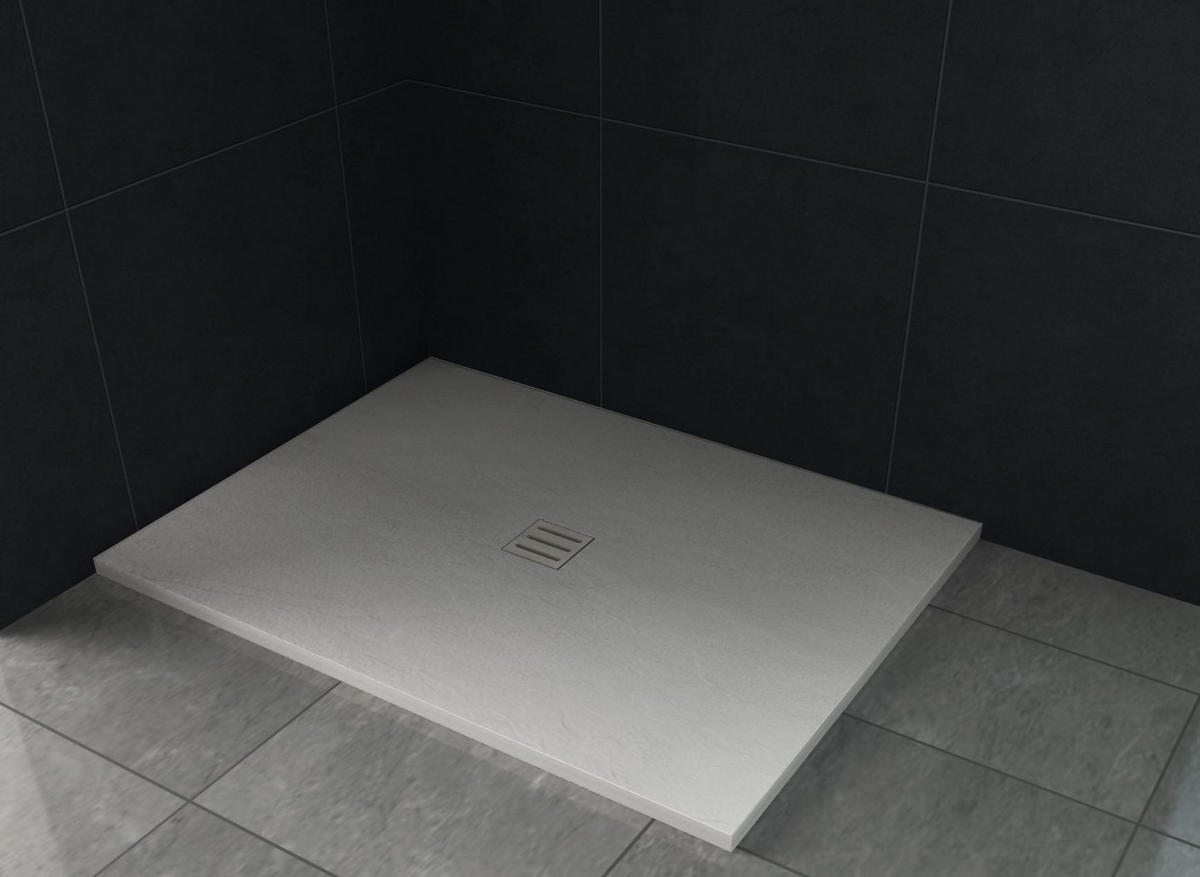 DUSCHTASSE Steinlook Weiß 120 x 80 x 3,2 cm SMC - Weiß, Kunststoff (120/3.2/80cm) - Glasdeals