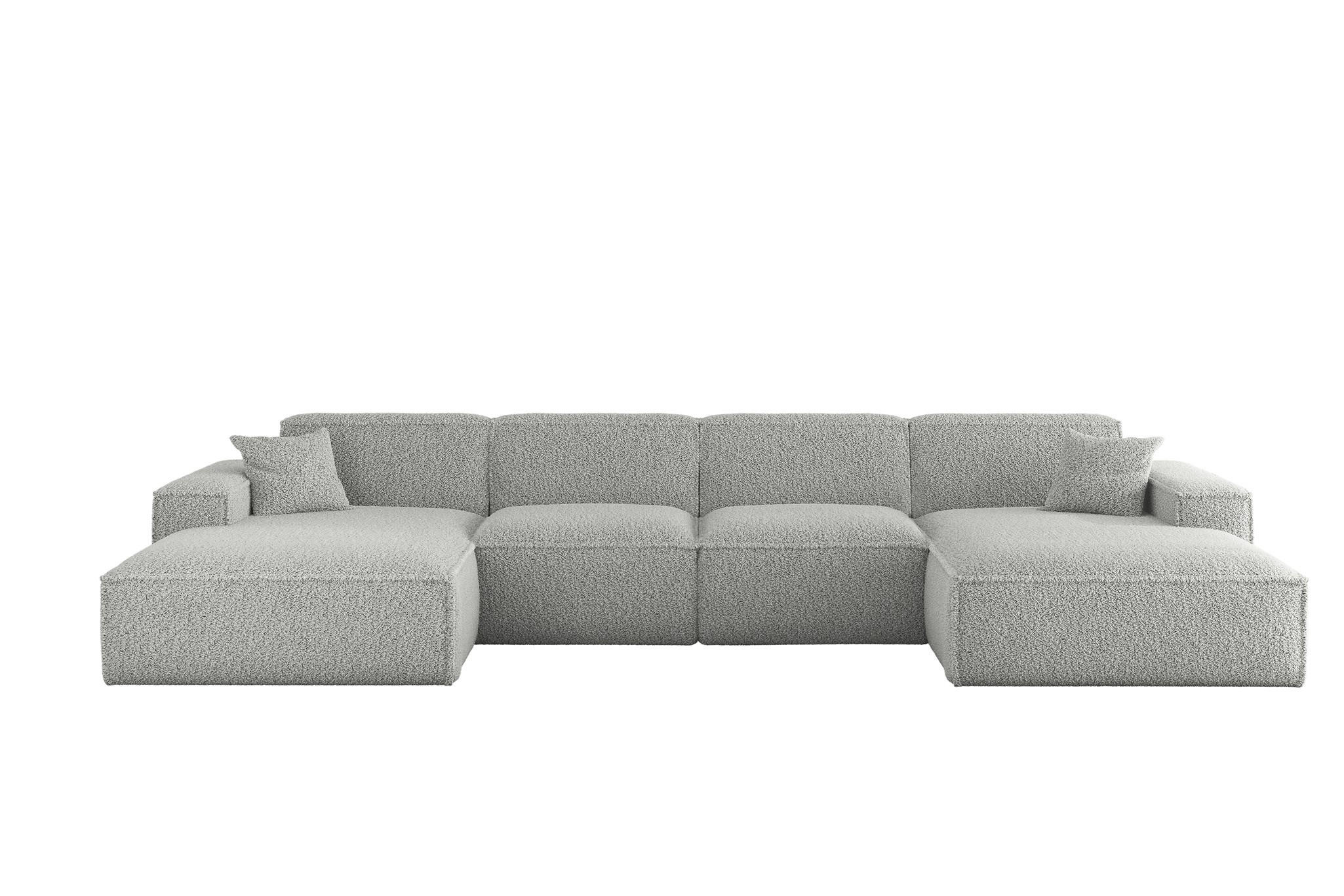 WOHNLANDSCHAFT Celes Premium In Sven - Hellgrau, Holzwerkstoff/Textil (378/73/165cm) - Fun Möbel