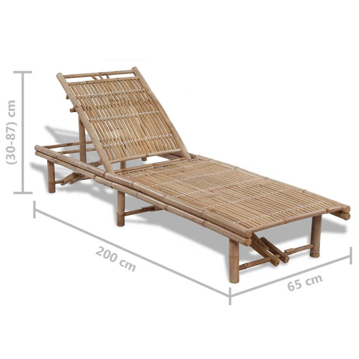 SONNENLIEGE Bambus - Braun, Naturmaterialen (65/87/200cm) - vidaXL