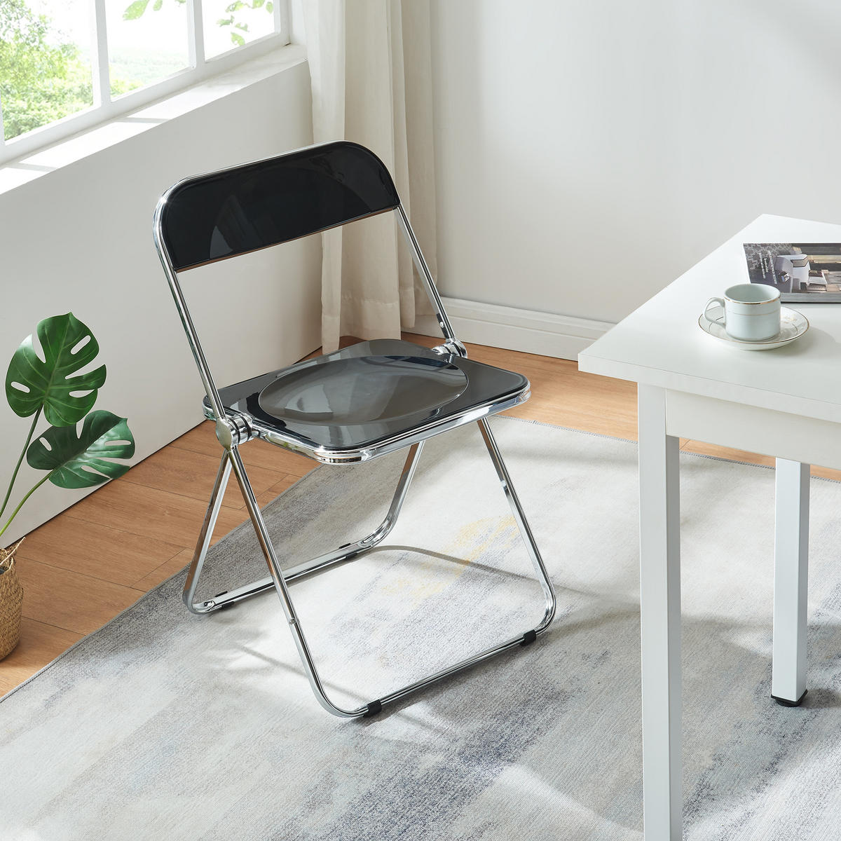 KLAPPSTUHL-SET Pornainen 2 TLG. - Schwarz, Kunststoff/Metall (46/74/47cm) - [en.casa]