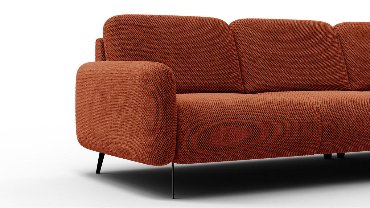 ECKSOFA FEBE 5-Sitzer rechts, dunkelorange - Dunkelorange/Schwarz, Holz/Textil (271/190cm) - Courtois Laville