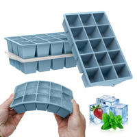 EISWÜRFELFORM Silikon mit Deckel Blau 4 Stück - Blau, Kunststoff (11/3.5/19cm)