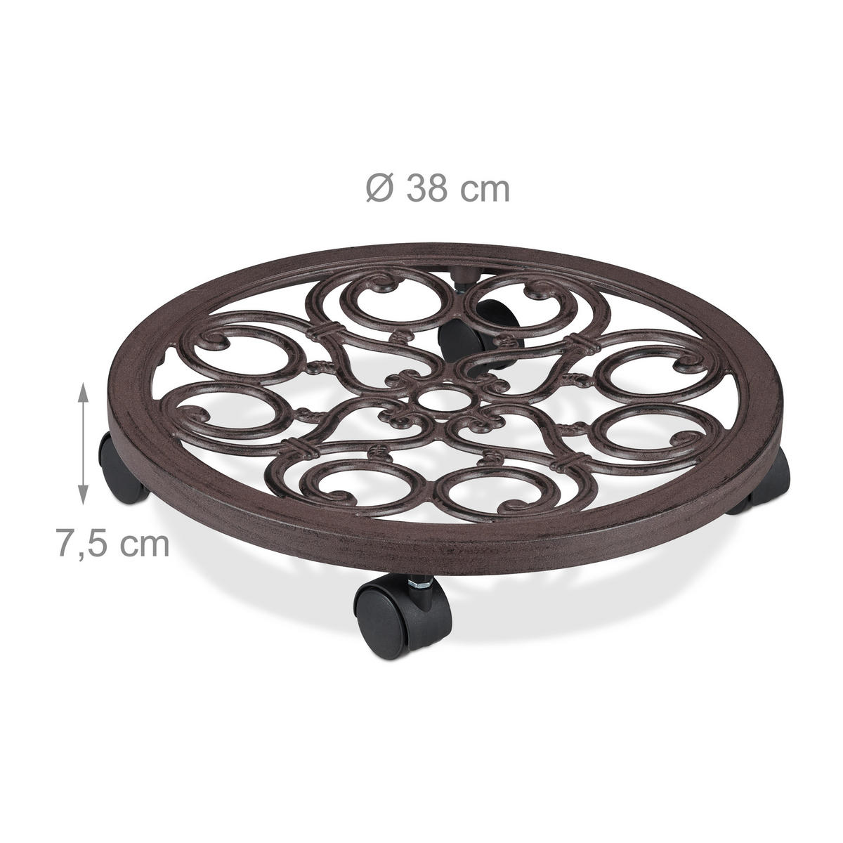 PFLANZENROLLER - Braun, Kunststoff/Metall (38/7.5/38cm) - Relaxdays