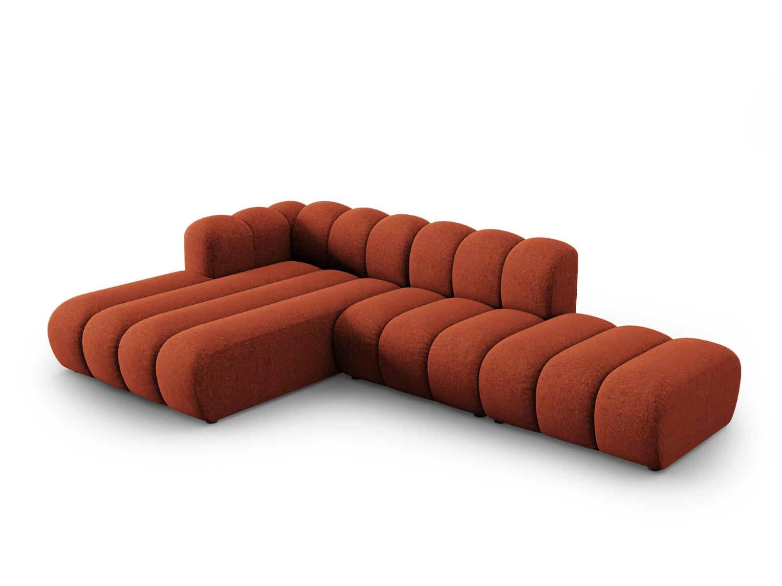ECKSOFA modular links Lupine aus Chenille-Stoff terrakotta 5 Sitzplätze - Terracotta, Textil (177/299cm) - Micadoni