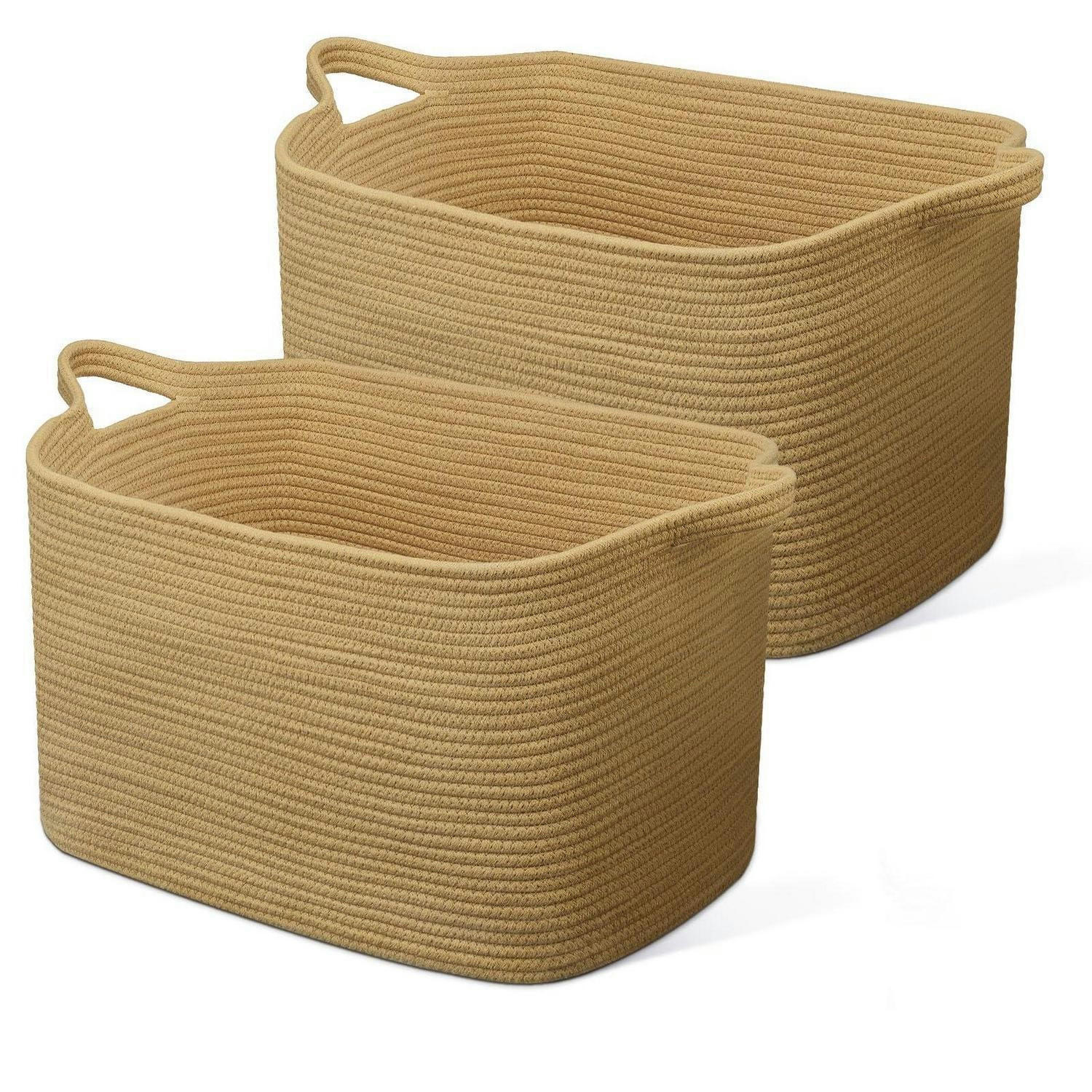 WÄSCHEKORB 2-teiliges Set Baumwolle 63L Gelblich-braun - Braun, Naturmaterialien (38/30/55cm)