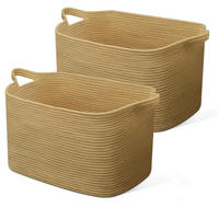 WÄSCHEKORB 2-teiliges Set Baumwolle 63L Gelblich-braun - Braun, Naturmaterialien (38/30/55cm)
