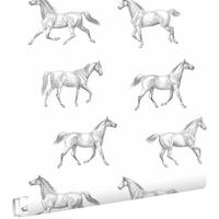 TAPETE Pferdenzeichnung 53 cm x 10.05 m - Weiß, Papier (53/0.1cm) - ESTAhome