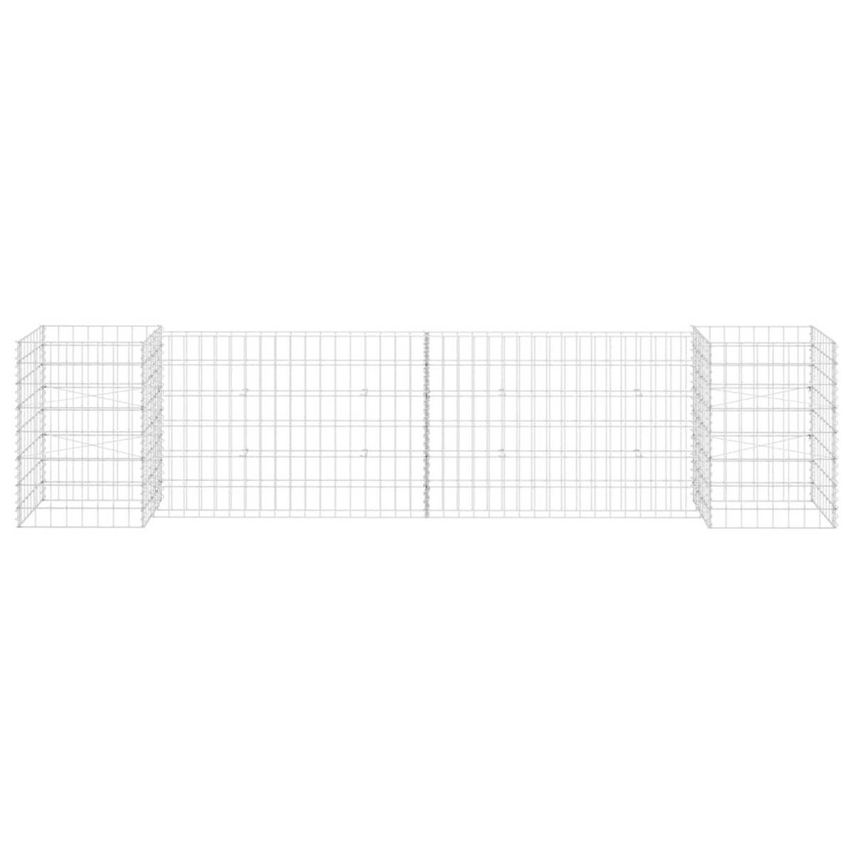 H-FÖRMIGER Gabionen-Pflanzkorb Stahldraht 260x40x60 cm - Silberfarben, Metall (260/60/40cm)