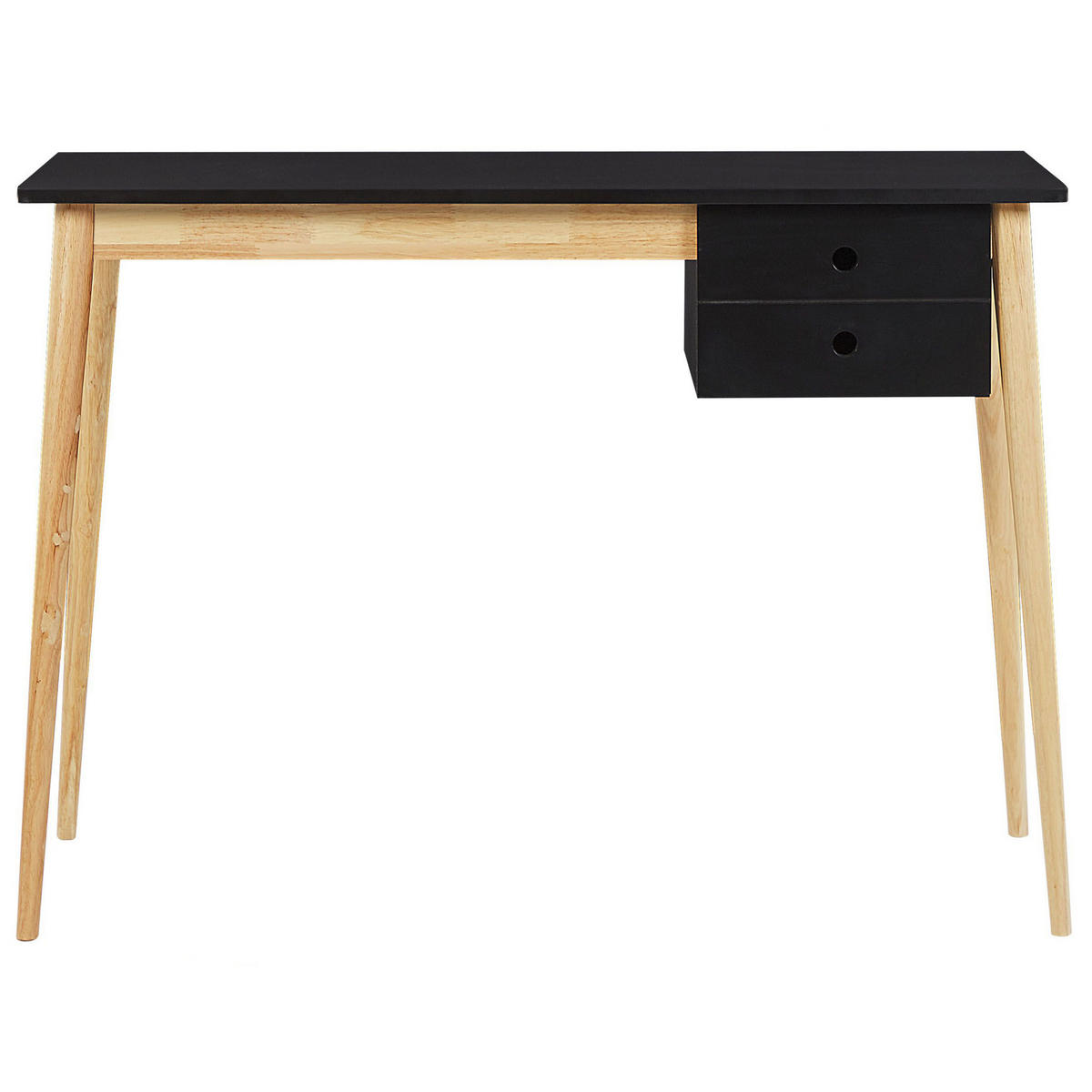 SCHREIBTISCH schwarz/heller Holzfarbton 106/48/77 cm Ebeme - Schwarz, Holzwerkstoff (48/106/77cm) - Beliani