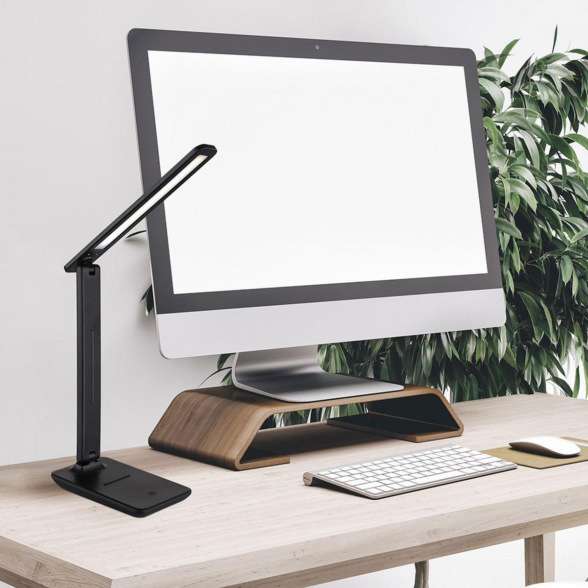 LED TISCHLEUCHTE Brighton Schwarz Kunstleder - Schwarz, Kunststoff (38/11.5/50cm) - Globo Lighting