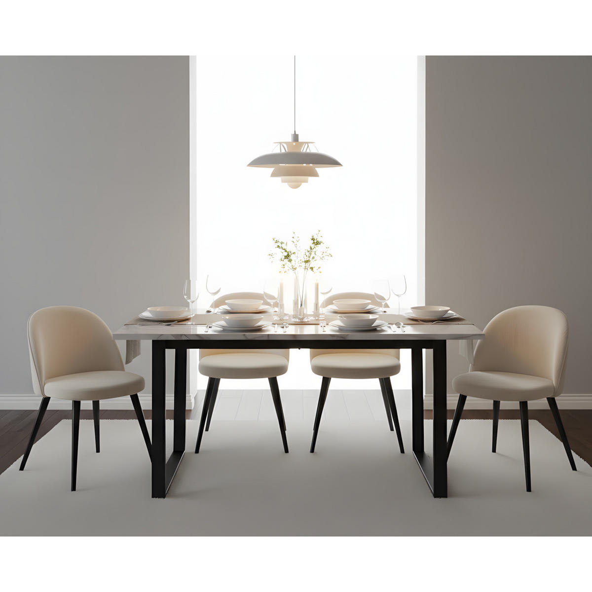 ESSGRUPPE 5-TLG. Tilst Weiß - Weiß, Holzwerkstoff/Textil (160/74/90cm) - ebuy24