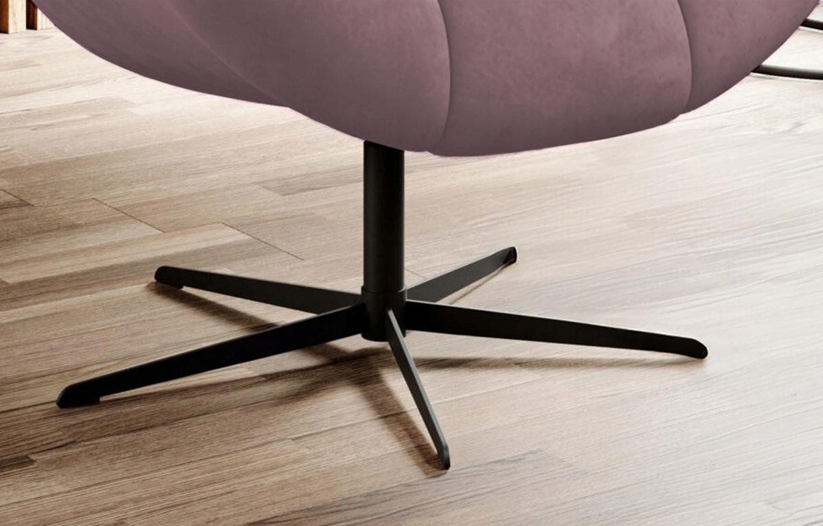 SESSEL SENSI Relaxstuhl mit 360° Drehung und Schwingfunktion – Lux-Schaumkissen, Puderrosa, 104x46x119 cm - Pink/Schwarz, Holz/Textil (104/119/84cm) - DomoHome