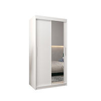 SCHWEBETÜRENSCHRANK 200/100/62 2-türig - Silberfarben/Weiß, Holz/Kunststoff (100/200/62cm) - MÖBEL KRYSPOL
