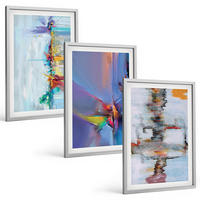 BILDER SET 3er Set - 40x60 cm Silberner Rahmen - Abstrakte Gemäldekompositionen - Silberfarben, Kunststoff (40/60cm) - TULUP