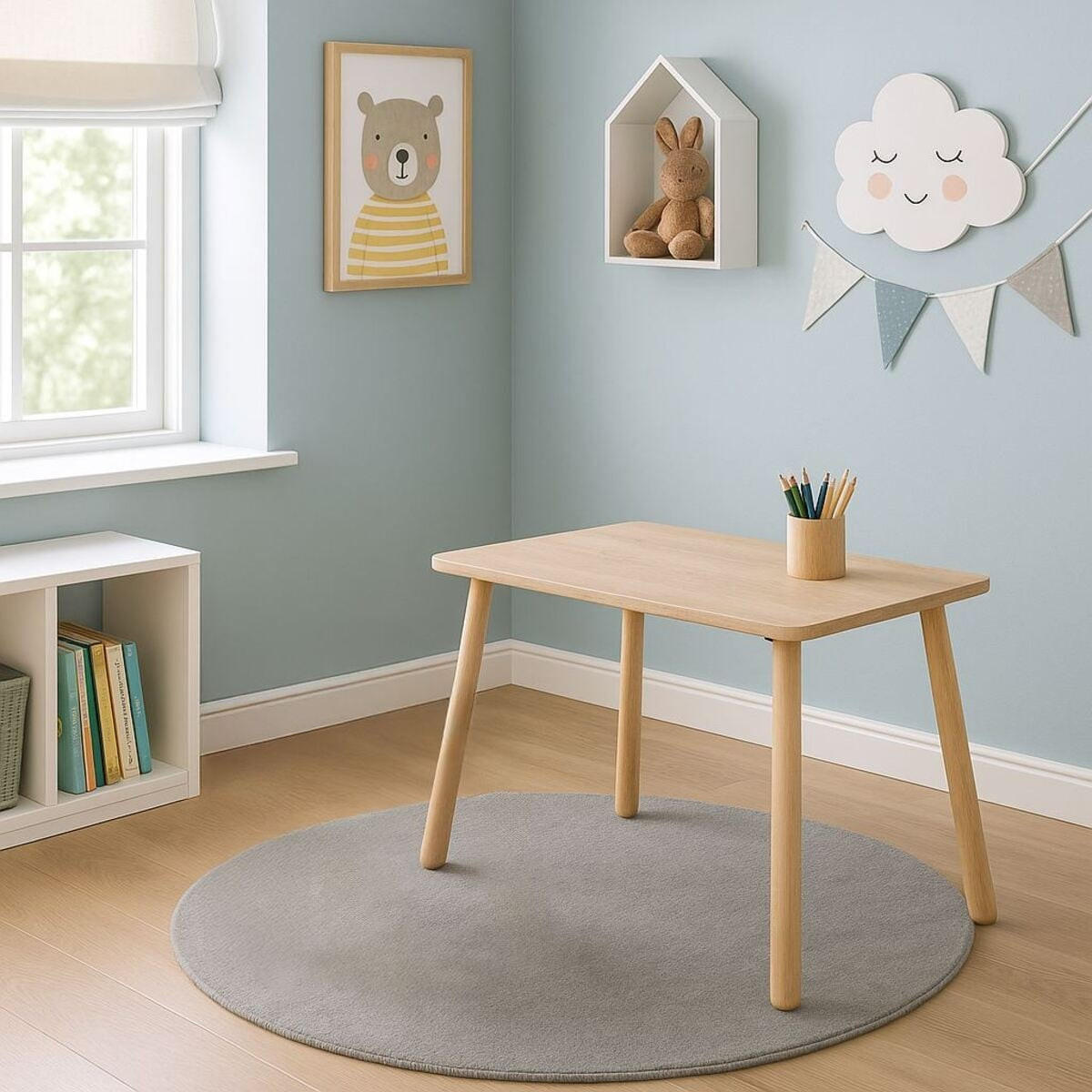 KINDERTISCH mit massivholzbeinen 60/45/48 cm - Eichefarben, Holzwerkstoff (60/48/46cm) - Calicosy