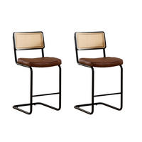 BARHOCKER DE-36899 2er-Set mit Holzrahmen und Rattan-Optik Braun - Braun, Metall (53.5/98/47cm) - ComfortXL