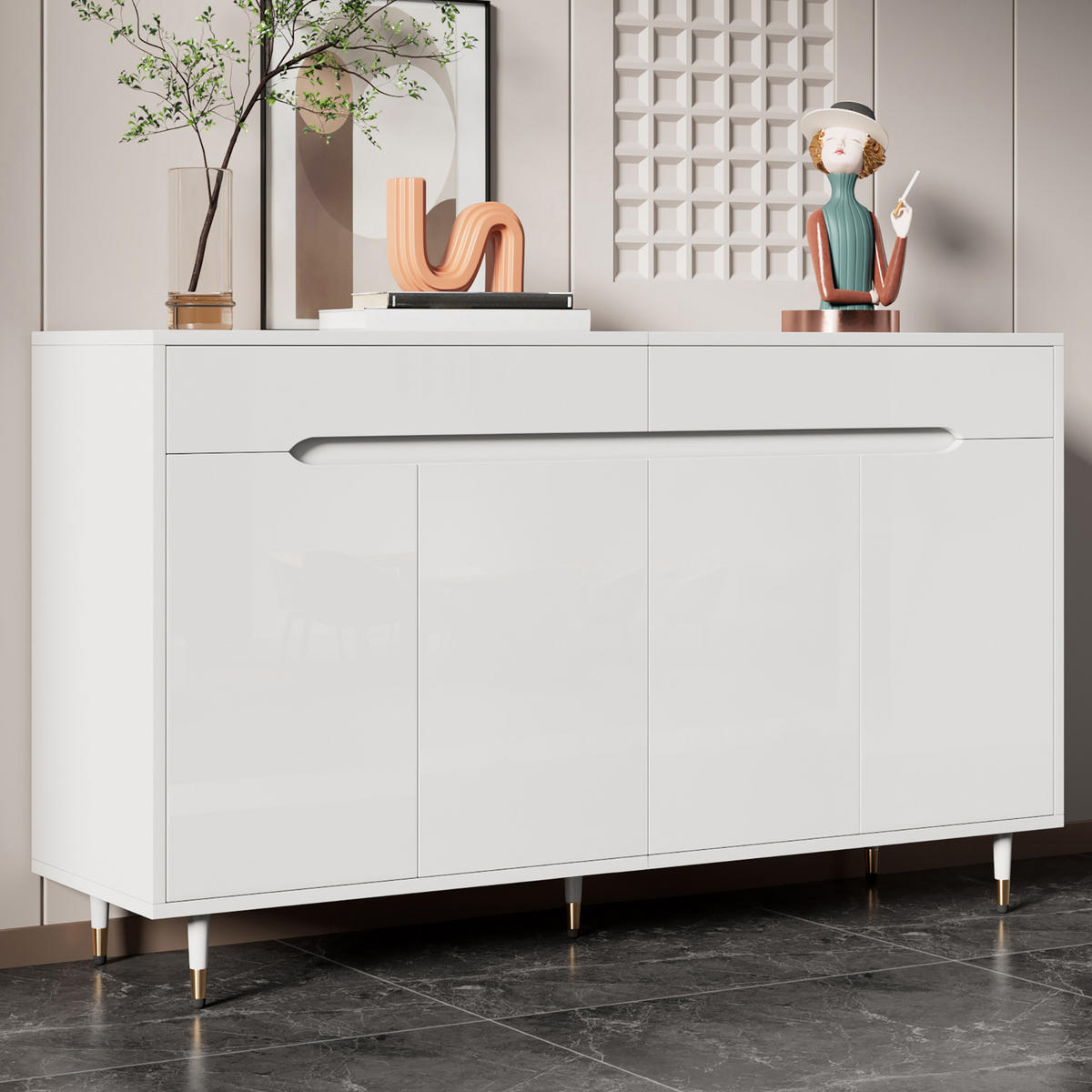 SCHUHSCHRANK aus Spanplatte 140x39x84cm in Weiß mit Soft-Close - Weiß, Holzwerkstoff (140/84/39cm) - Modfu