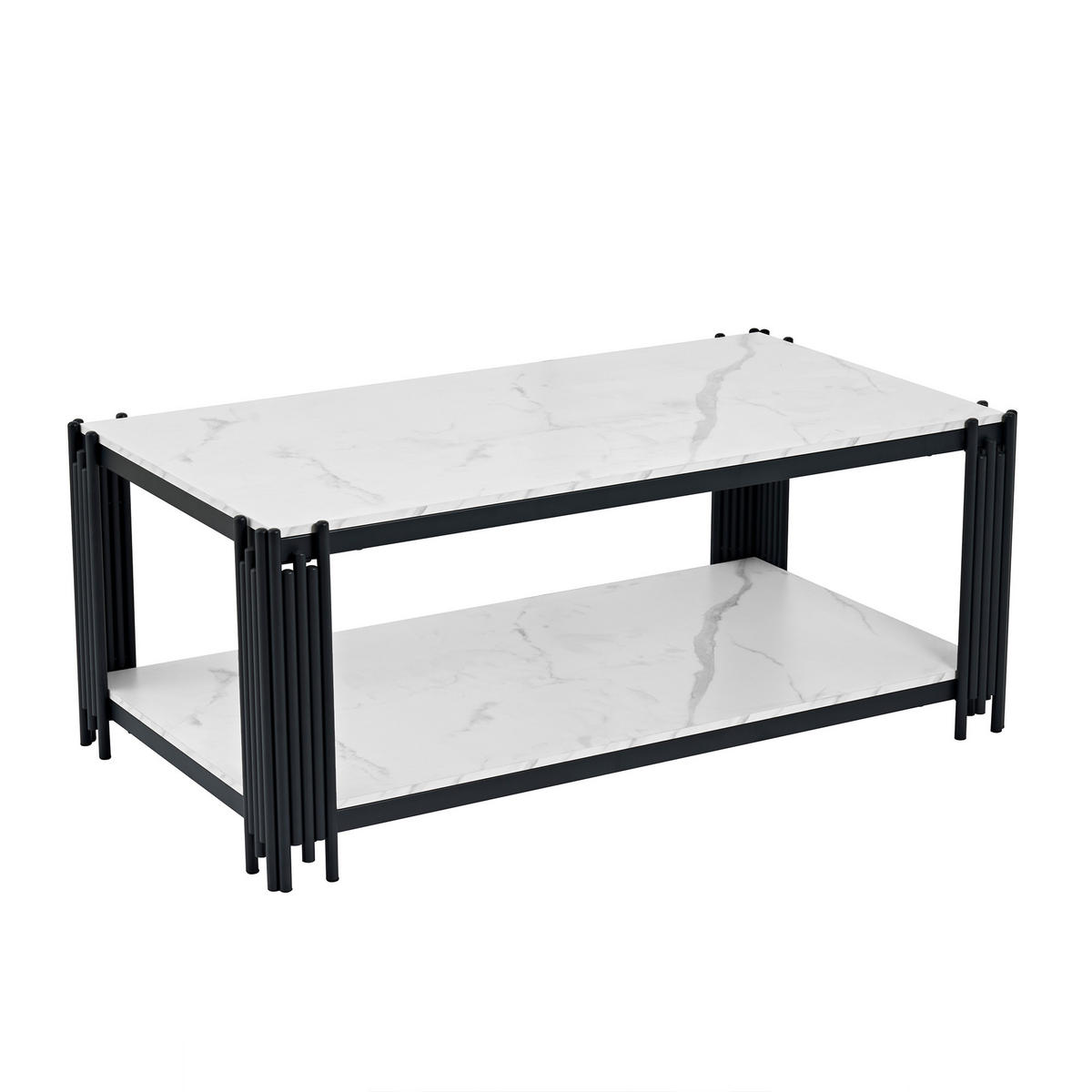 COUCHTISCH DE-216 Rechteckig mit Metallbeinen - Weiß, Holzwerkstoff (64/114/46cm) - ComfortXL