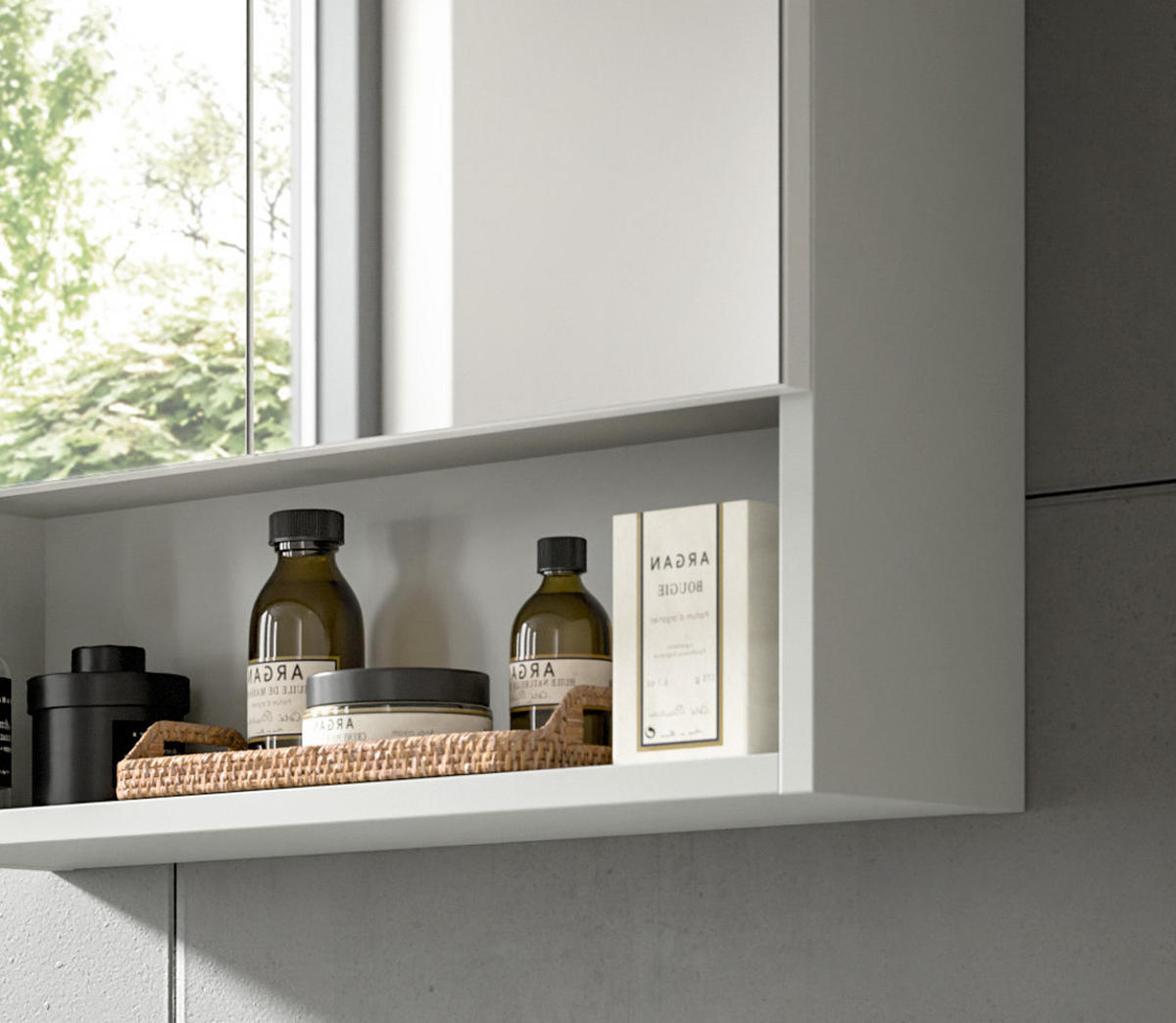 SPIEGELSCHRANK grau 74 cm, Badschrank 2-türig mit Soft-Close - Grau, Glas/Holzwerkstoff (74/55/17cm) - Inn.Furn