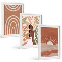 BILDER SET 3er Set - 40x60 cm Weißer Rahmen - abstrakte Formen im Boho-Stil - Weiß, Kunststoff (40/60cm) - TULUP
